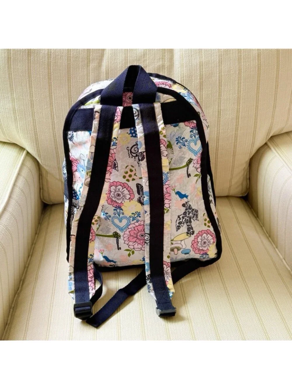 LeSportsac Backpack w/ Zip Pouch Floral Butterfly Heart Bird Design